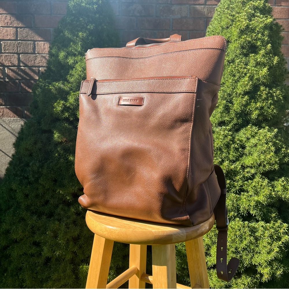 Cole Haan Brown Tan Leather Laptop Backpack